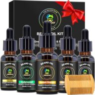 XIKEZAN 5 Pack Beard Oil Set w/Sandalwood, Orange, Vanilla, Cedarwood, Unscented for Beard Care, Moisturizing, Soften,Birthday Gifts for Men Him Dad Husband Christmas Gifts Stocking Stuffers