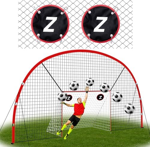3-in-1 Soccer Goal with Backstop Net & Rebounder, 21x10ft Soccer Rebounder Net with 2 Targets, 36-Strand PE Net, Soccer Training Equipment for Shoot Pass Ball Control Backyard Game