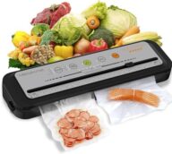 MEGAWISE 2025 Powerful Vacuum Sealer Machine | Compact Design | One-Touch Automatic | Seal in 10-20 Seconds | Dry, Moist, Wet, and Cold Modes | With 10 Vacuum Bags & Built-in Cutter (Grey)