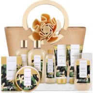 Spa Luxetique Spa Gift Baskets for Women – Vanilla Bath Set with Bubble Bath, Body Lotion Gift Set, Vanilla Spa Set, Birthday Woman Gifts, Mothers Day Gifts for Mom
