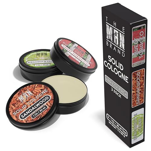 Solid Cologne Men’s Cologne Sample Set, Solid Perfume with a Sweet Tobacco, Citrus Bergamot, and Sandalwood Men’s Fragrance (1 Ounce (Pack of 3), Bergamot and Cedar/Sandalwood/Sweet Tobacco)