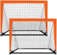 2 Pack 4’ x 3’ Size Portable Kid Soccer Goals for Backyard, Indoor and Outdoor Pop Up Soccer Goals, Orange, Theresduet