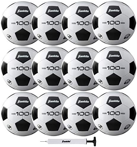 Franklin Sports Soccer Balls – Youth & Adult – Sizes 3, 4 & 5 – Single & Bulk Packs – Black & White