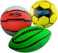 Nerf Mini Foam Sports Ball Set – Foam Football, Soccer Ball + Basketball Soft Sports Toy for Kids
