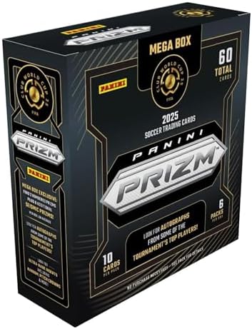 2025 Panini Prizm Club World Cup Soccer Mega Box – FIFA Trading Cards – Includes Mega Box Exclusive Prizms, Rookies & Inserts – Official Panini Retail Set