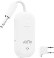 AirFly Pro 2 Deluxe – Bluetooth Adapter for Airplane, Pair 2 AirPods or Wireless Headphones – 3.5mm AUX Bluetooth Transmitter/Receiver for Cars, Boats, Treadmills, TVs – Airplane Travel Essentials
