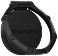 Rokform – Magnetic Sport Ring Grip and Stand, Version 2, Metal Cell Phone Holder, Specially Designed for Rokform iPhone, Samsung, & Pixel ROKLOCK Twist Lock Cases (Black)