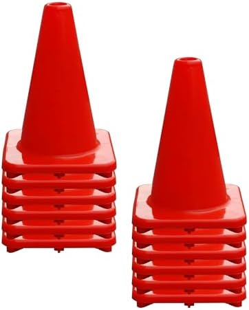 Heavy Duty Agility Training Cones (2 in, 6 in, 9 in, 12 in, 18 in, 28 in) for Sports and Kids Coaching, Multipurpose Field Marker Cones, Soccer, Basketball Drills, Bike, Motorcycle Training