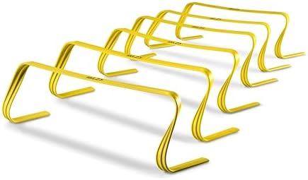 SKLZ 6X Ultra Durable Agility Hurdles – for Athletes of All Skill Levels,6pk of 6-in Tall Hurdles,Bright Yellow Color,Made of Durable, Composite Materials,Easy to Set up & Transport,Comes w/Carry Bag