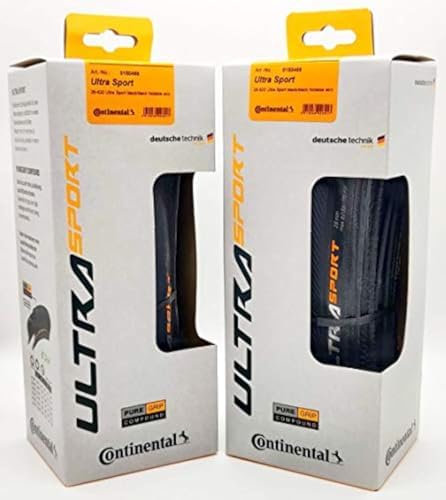 Continental Ultra Sport III – Black – Road Bike Tire | Versatile Road Tire with Modern Tread Design – E25 Ebike Rated – PureGrip, 2 Pack