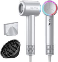 Hair Dryer Blow Dryer with Diffuser for Curly Hair, 110000 RPM Professional High Speed Ionic Hairdryer for Frizz Control, Ultra-Fast Drying, 6.5 ft ALCI Cord, Low Noise, Magnetic Attachments