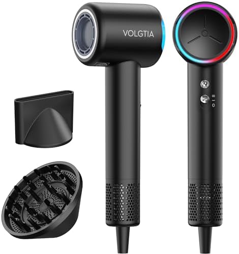 Hair Dryer Blow Dryer with Diffuser for Curly Hair, 110000 RPM Professional High Speed Ionic Hairdryer for Frizz Control, Ultra-Fast Drying, 6.5 ft ALCI Cord, Low Noise, Magnetic Attachments