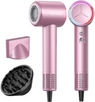 Hair Dryer Blow Dryer with Diffuser for Curly Hair, 110000 RPM Professional High Speed Ionic Hairdryer for Frizz Control, Ultra-Fast Drying, 6.5 ft ALCI Cord, Low Noise, Magnetic Attachments