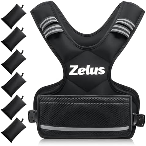ZELUS Weighted Vest for Men and Women | 4-10lb/11-20lb/20-32lb Vest with 6 Ironsand Weights for Home Workouts | Adjustable Body Weight Vest Exercise Set for Cardio and Strength Training