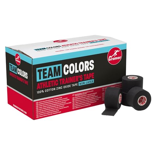 Cramer Team Color Athletic Tape, Black, Latex-Free, 1.5″ x 15yds, 32 Roll Bulk Case, Tearable Sports Tape for Wrists, Ankles, Baseball, Training, Strong Athletic Wrap for Athletes & Trainers