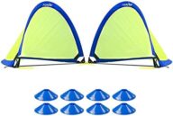 Poray Soccer Goal for Kid Easy-up Set of Two Portable Soccer Net 210D Oxford with 8 Field Marker Cones Extra Stakes Fun for Backyard and Soccer Training