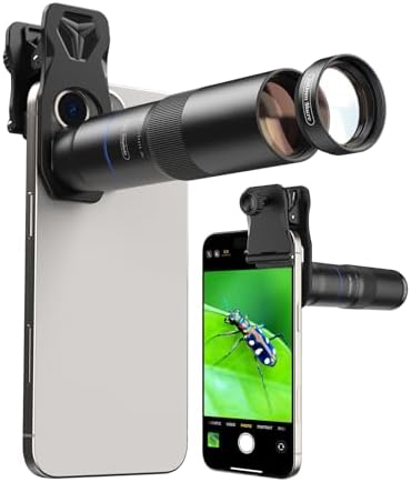 MIAO LAB 10X Telephoto Lens & 200mm Macro Lens, 2-in-1 Aluminum Phone Camera Lens Kit with Universal Clip. Phone Lens Attachment Fit for iPhone 17/16/15/14, Samsung, Android Phone and Most Smartphone