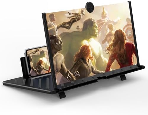 20 inch Screen Magnifier for Smartphone,3D HD Screen Expanders for Movies, Videos, and Gaming, Screen Magnifier with Adjustable Angle Design Amplifier Desktop Magnifying for Seniors Reading(Black)