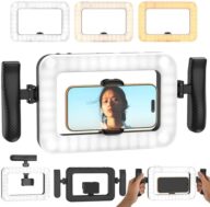 Smartphone Video Rig with LED Light, Ring Light for Phone, Video Recording with Remote, Adjustable 2900K-7000K&CRI 95+, Handheld Makeup Light for YouTube TikTok Live Streaming Makeup Vlogging