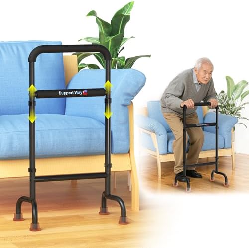 Stand Assist for Elderly Couch & Chair Riser – Heavy-Duty Steel Frame, Adjustable Standing Aid Device for Seniors, Supports 450lbs, Non-Slip Black Mobility Helper