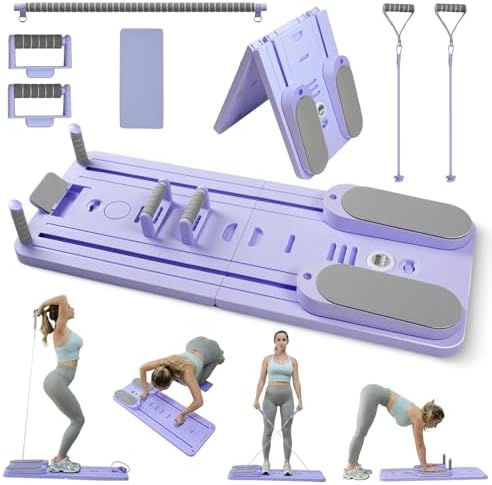 Pilates Board-Pilates Reformer Set 6 in 1 Multifunctional Abdominal Pilates Board for Home Workout Equipment, Foldable Pilates Portable Reformer Machine, Ab Board Trainer for Women