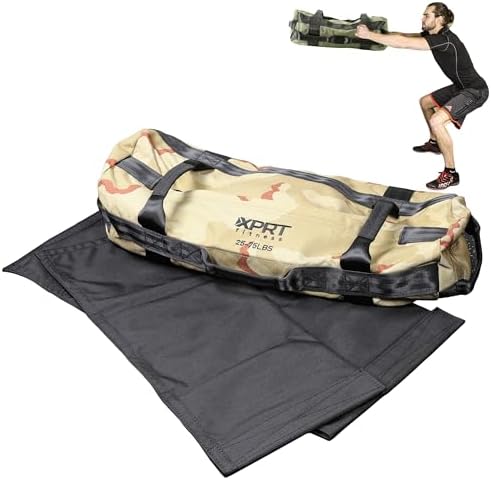 XPRT Fitness Workout Sandbag for Heavy Duty Workout Cross Training 7 Multi-positional Handles – Color Army Green/Black/Camo