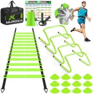 Agility Ladder, Agility Speed Training Equipment Set, 20ft Speed Ladder, 12 Soccer Cones, 4 Hurdles, Jump Rope, Running Parachute, Soccer Football Basketball Training Equipment Accessories