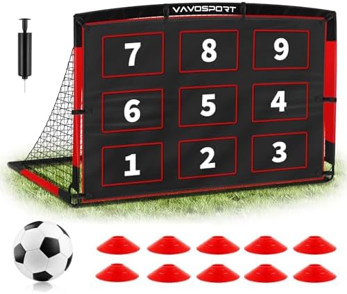 Kids Soccer Goals for Backyard Set, 6×4ft Portable Soccer Goal & Ball Training Equipment with Cones, Target, Youth Toddler Pop Up Soccer Net for Kids 3-12 Sports Play Outdoor Games Gifts