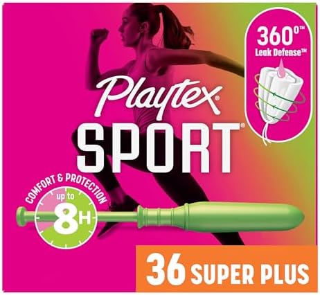 Playtex Sport Tampons Super Plus Absorbency, Fragrance-Free – 36ct | Super Plus Tampons for Women, Feminine Care, Playtex Tampon with 360 Leak Defense