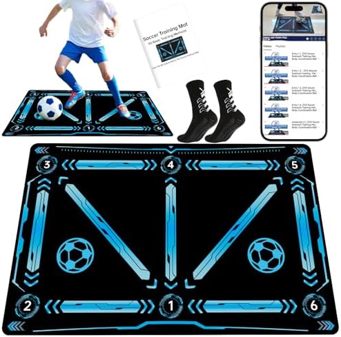 Premium Soccer Training Mat with Video Guide – Non-Slip Soccer Footstep Practice Pad for Indoor & Outdoor – Ultimate Ball Control Equipment to Improve Dribbling Skills