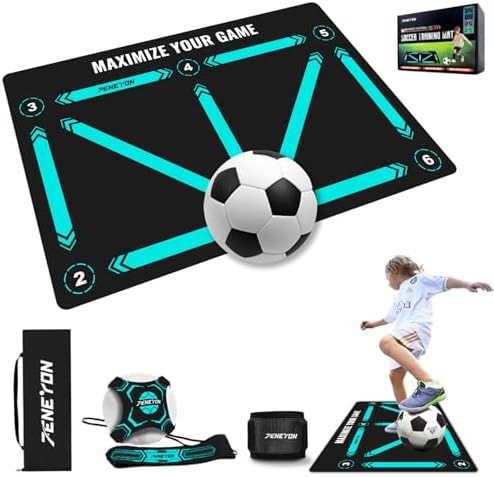 Soccer Training Equipment,Soccer Training Mat Improve Strength,Agility and Coordination,Anti-Slip Silent Absorption Soccer Footwork Training Mat,Soccer Trainer for Indoor/Outdoor Drills