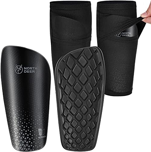 Northdeer Soccer Shin Guards for Kids Adults. Sleeves with Optimized Insert Pocket – Protective Soccer for Boys Girls Men