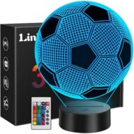 Linkax Easter Gifts Soccer Gifts for Teens Boys Girls, Soccer Ball 3D Illusion Lamp Night Light Room Decor, 16 Colors Change 6 7 8 9 10 11 12 Year Old Boy Sports Fan Birthday Gifts