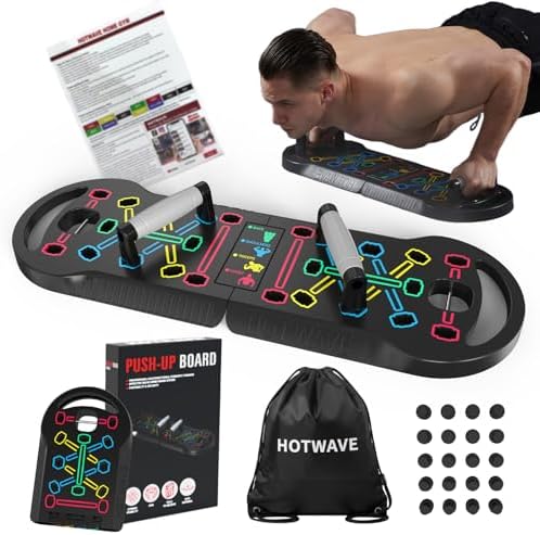 HOTWAVE Push Up Board Fitness, Portable Foldable 20 in 1 Push Up Bar at Home Gym, Pushup Handles for Floor. Professional Strength Training Equipment For Man and Women,Patent Pending