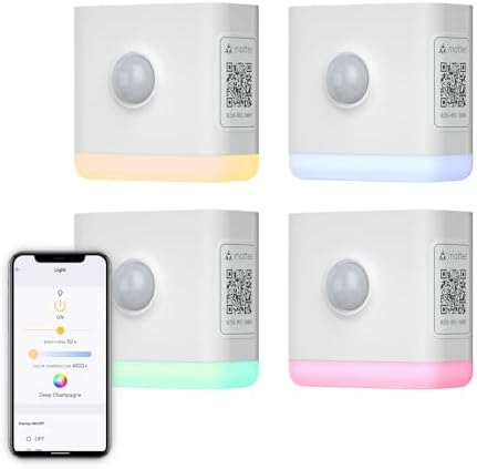 THIRDREALITY Smart Color Night Light 4 Pack, Matter Over WiFi, 3-1 Multi-Functionality, Work with SmartThings, Google Home, Apple Home, Alexa
