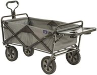 Mac Sports Collapsible Outdoor Utility Wagon with Folding Table and Drink Holders, Gray