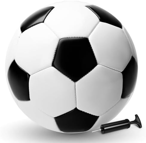 Soccer Ball Size 5 Size 4 Size 3 Size 2 with Pump Deflated – Single, 2 or 3 Pack Official Size Indoor Outdoor Training – Gift for Toddler Kids Youth Teens Adult 1-3 5-8 8-12 12+ Years Old Boys Girls