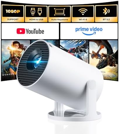 [Built-in Apps] CLOKOWE Mini Projector with WiFi and Bluetooth, 2026 Upgraded 1080P Smart Portable Projector with 180° Rotation, Auto Keystone, Compatible with iPhone/Android/Laptop/TV Stick/HDMI/USB