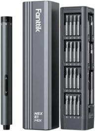 Fanttik E1 Max Electric Screwdriver, Mini Precision Screwdriver Set, 50 Magnetic Bits, Magnetic Storage, 5/32‘’Hex, Repair Tool Kit for Electronics Phone Camera Laptop Watch (Grey)