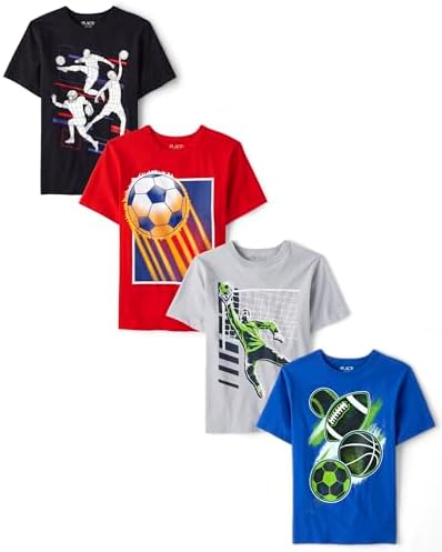 The Children’s Place Boys’ Sports Short Sleeve Graphic T-Shirts, Multipacks