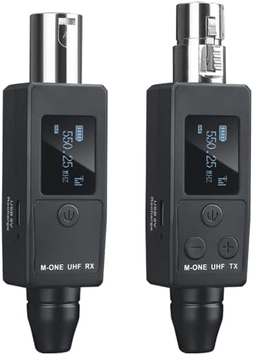 YXG UHF Wireless XLR Transmitter and Receiver Plug-on Wireless Microphone System for Dynamic/Condenser Microphone,with 48V Phantom Power, Electric Guitar/Bass, and More,Audio Mixer, PA System
