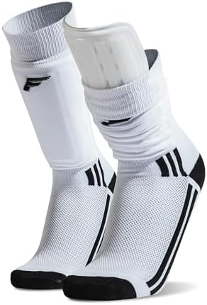 Franklin Sports Youth + Adult Soccer Shin Guard Socks – Built-In Shin Guards – Black or White – Assorted Colors May Vary