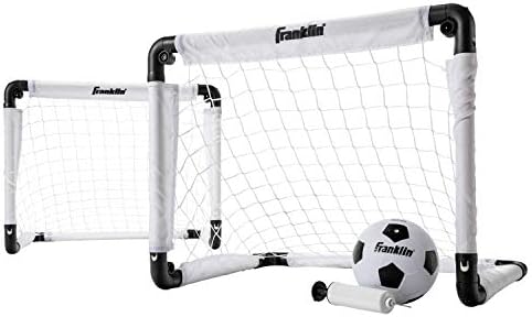 Franklin Sports Kids Mini Soccer Goal Set – Backyard/Indoor Mini Net and Ball with Pump – 22″ x 17″