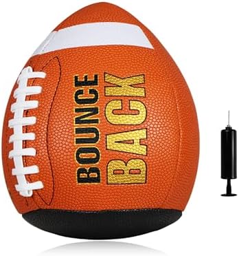 BOUNCEBACK Soft Leather Training Football, Youth Size & Official Size, Fatherless PU PassCatch Solo Enhancing Passing Catching(with Pump)