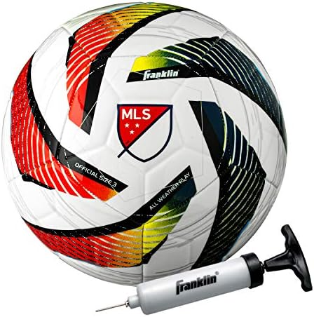 Franklin Sports MLS Tornado Soccer Ball – Soft Cover – Official Size and Weight Soccer Ball – Air Pump Included