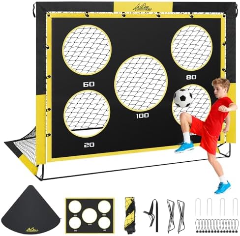 MoKo Soccer Goals for Backyard, Large Size Pop Up Goal Net with Target Panel, Portable Soccer Training Equipment for Kids Practice, Outdoor Sports Game
