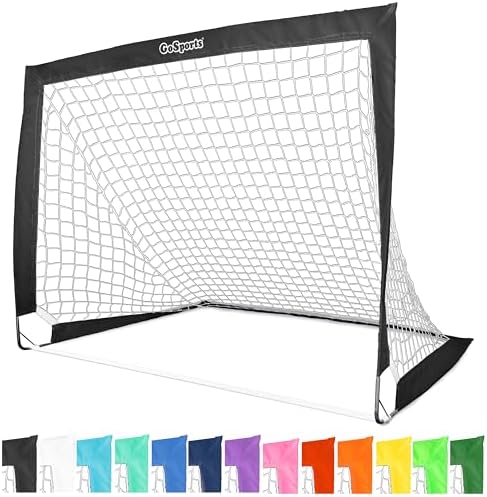 GoSports Portable Soccer Goals for Kids – 13 Color Options – Choose 4 x 3 ft or 6 x 4 ft – Team Tone Pop Up Nets for Backyard