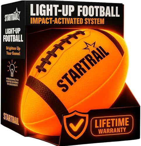 Glow in The Dark Football | Ultra-Bright Double LED Light-Up Football Size 6 with 3 Extra Batteries and Pump for Kids & Teens Ages 6+ | Outdoor Fun for Evening Play, Camping & Beach Games