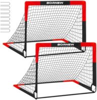 BORNEW 2 Pack Soccer Goal – Backyard & Indoor Soccer Goals for Kids, 7X5 / 6X4 / 4X3 ft Portable Pop Up Soccer Nets for Youth & Adult, Outdoor Games, Soccer Training Equipment Ages 3-16 Year Gift