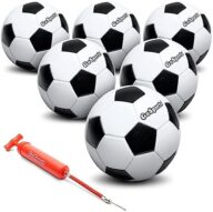 GoSports Classic Black and White Soccer Balls – Single or 6 Pack – Sizes 3, 4, 5 with Ball Pump